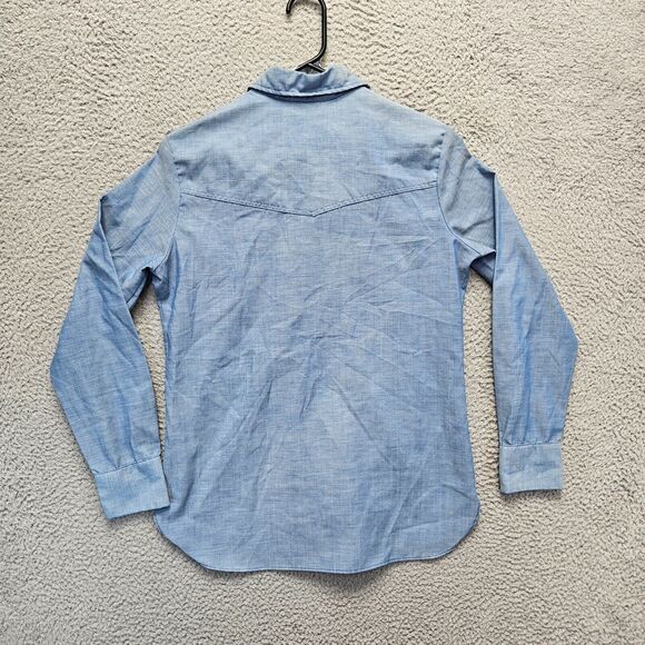 Vintage Wrangler Shirt Mens Size 36 Blue Long Sleeves Button Up USA Made - Picture 2 of 7